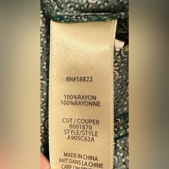 Max Studio Green Floral Maxi Dress Tiered Ruffled Skirt 3/4 Sleeves Size L - Picture 5 of 6